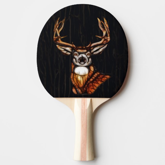 Raquette De Ping Pong Bois foncé noir cerf rustique pays unique (Devant)