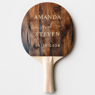 Raquette De Ping Pong Bois foncé teinté brillant Noms de couple avec mar