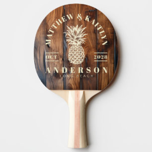 Raquette De Ping Pong Bois foncé verni tropical Ananas Mariage
