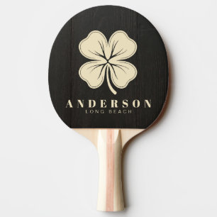 Raquette De Ping Pong Bois Noir Foncé Trèfle à Quatre Feuilles avec Nom