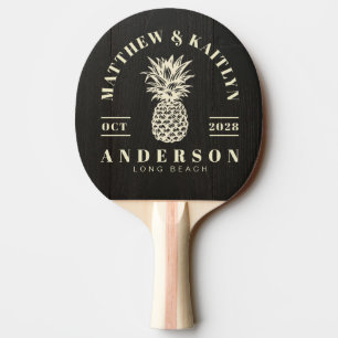 Raquette De Ping Pong Bois Noir Foncé Tropical Mariage Ananas
