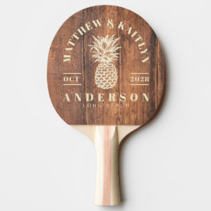 Raquette De Ping Pong Bois Récupéré Mariage Tropical Ananas