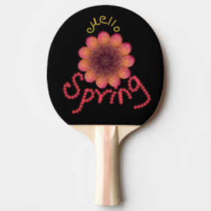 Raquette De Ping Pong Bonjour Printemps - Fleur Rose et Orange Texturée