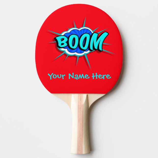 Raquette De Ping Pong Boom Bang Rouge & Bleu Personnalisé (Devant)