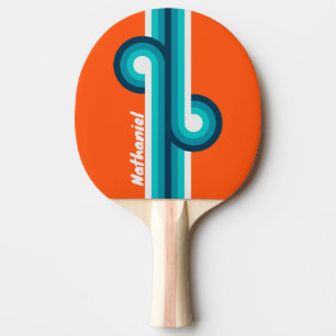 Raquette De Ping Pong Boucle à rayures de maître-nageur rétro avec nom