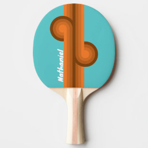 Raquette De Ping Pong Boucle à rayures sarcelle du désert avec nom