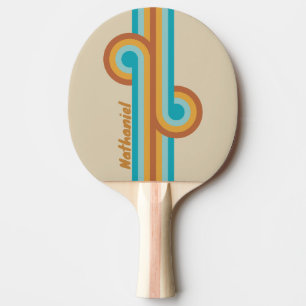 Raquette De Ping Pong Boucle Arc-en-Ciel Vintage Désert avec Nom