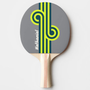 Raquette De Ping Pong Boucle de Bosquet de Nuages Orageux Rétro avec Nom