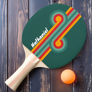 Raquette De Ping Pong Boucle de Rayure Verte avec Nom