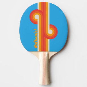 Raquette De Ping Pong Boucle rayée bleu surf délavé avec nom