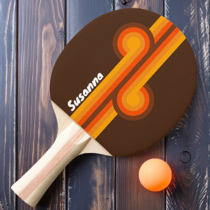 Raquette De Ping Pong Boucle Rétro Marron avec Nom