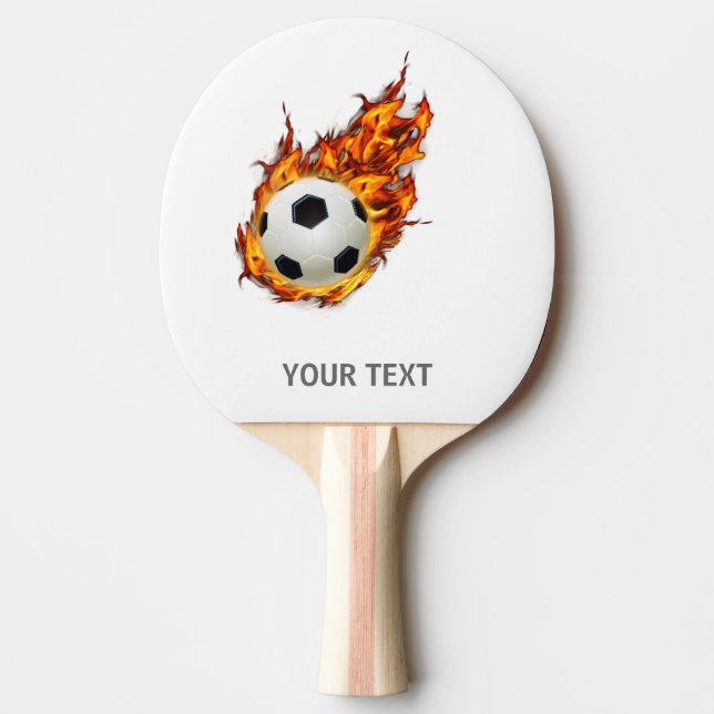 Raquette De Ping Pong Boule de soccer personnalisée en feu (Devant)