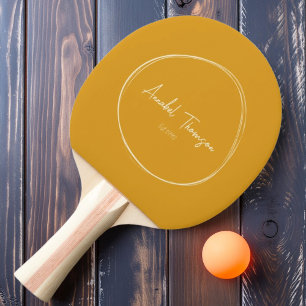 Raquette De Ping Pong Bouton d'or Brûlé Moderne du Milieu du Siècle avec