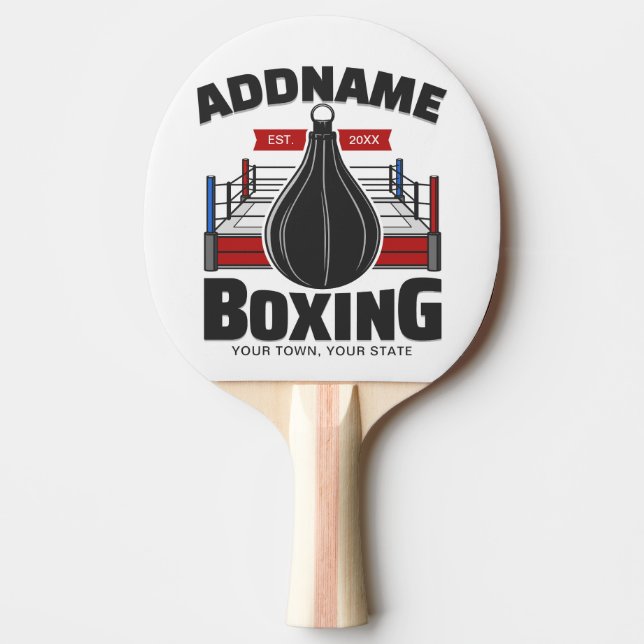 Raquette De Ping Pong Boxe Anneau AJOUTER NOM Boxer Gym Speed Sac (Devant)