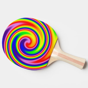 Raquette De Ping Pong Bright Rainbow Swirl Retro Hippie Pride Art