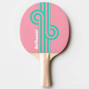 Raquette De Ping Pong Brise de Plage Rayure Nostalgique Boucle avec Nom
