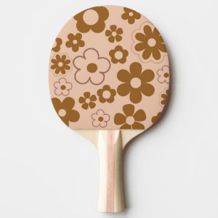 Raquette De Ping Pong Brown Automne Retro Y2K Hippie Flower Motif