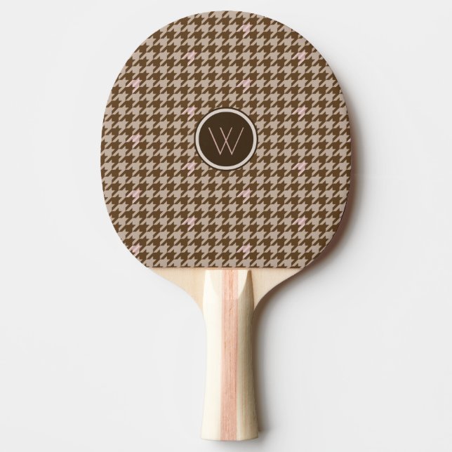 Raquette De Ping Pong Brown avec Paddle Ping Ping Rose Gold Houndstooth (Devant)