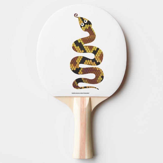 Raquette De Ping Pong Brun de serpent et silhouette d'or (Devant)