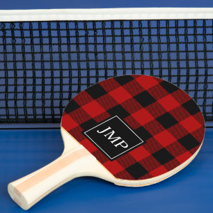 Raquette De Ping Pong Buffle rouge moderne posé Initiale personnelle