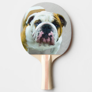 Raquette De Ping Pong Bulldog Painting - Joli art original chien