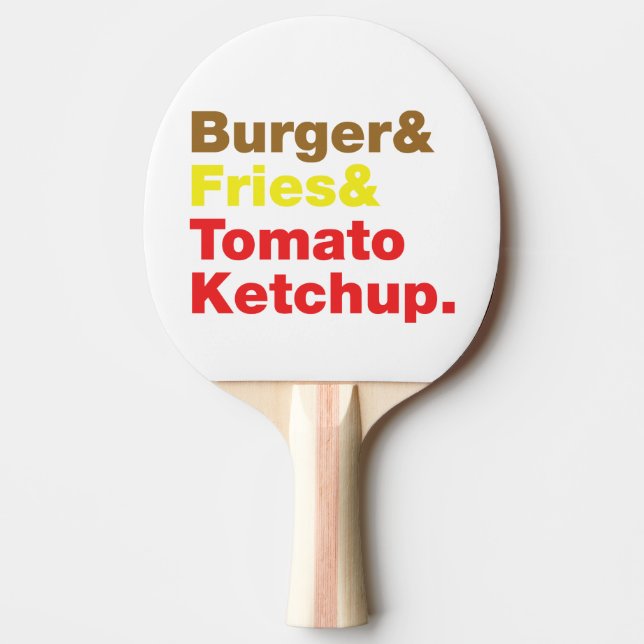 Raquette De Ping Pong Burger & Fries & Tomato Ketchup. (Devant)