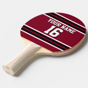 Raquette De Ping Pong Burgundy Black Wht Team Jersey Numéro personnalisé