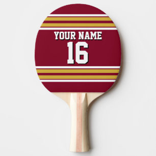 Raquette De Ping Pong Burgundy with Gold White Stripes