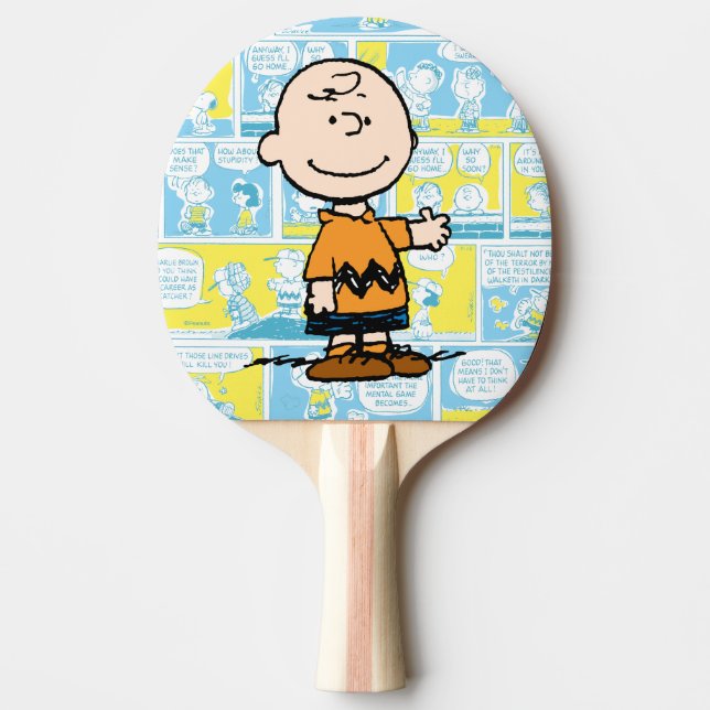 Raquette De Ping Pong cacahuètes | Charlie Brown Motif de bande dessinée (Devant)