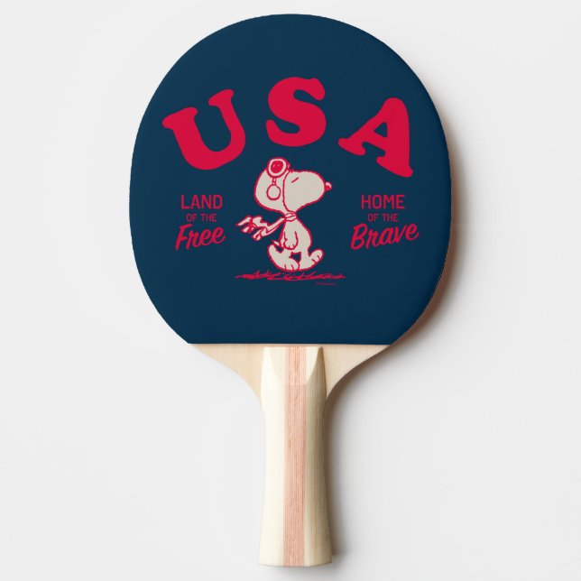 Raquette De Ping Pong cacahuètes | Snoopy USA Land of the Free (Devant)