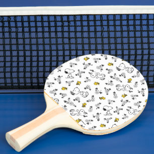 Raquette De Ping Pong cacahuètes Snoopy & Woodstock B&W Flower Motif