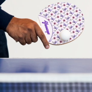 Raquette De Ping Pong Cadeau floral papillon de printemps personnalisé