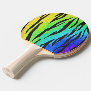 Raquette De Ping Pong Cadeaux Tiger noir et arc-en-ciel