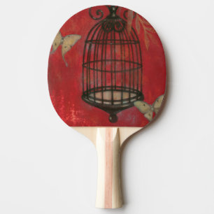 Raquette De Ping Pong Cage d'oiseaux décorative avec papillons