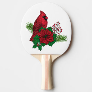 Raquette De Ping Pong Cardinaux rouges sur décoration de Noël