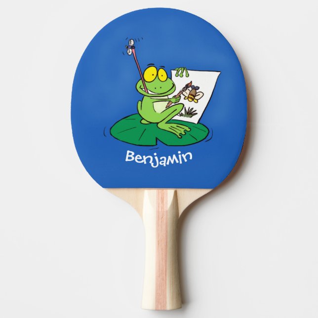 Raquette De Ping Pong Caricature amusante de grenouille verte (Devant)