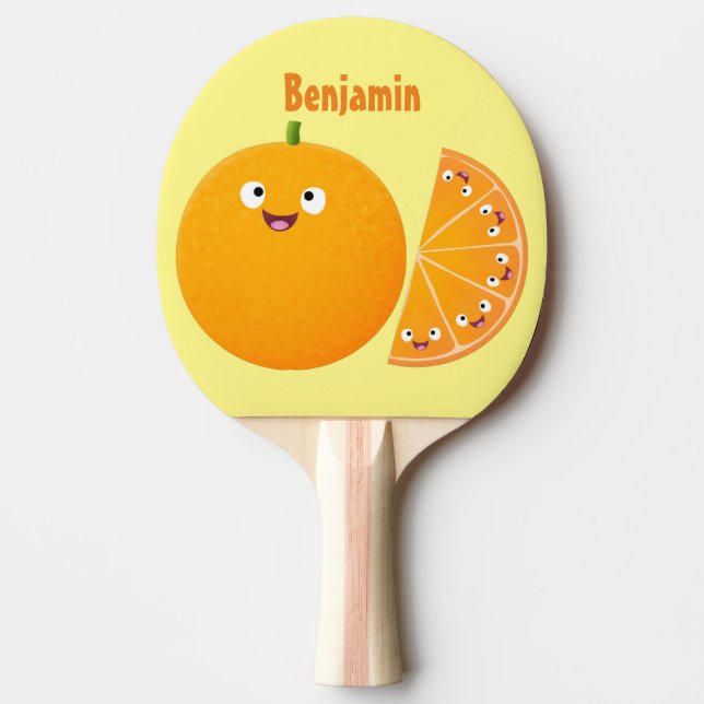 Raquette De Ping Pong Caricature d'agrumes d'orange (Devant)