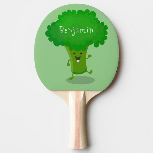 Raquette De Ping Pong Caricature de brocoli dansant Cute kawaii (Devant)