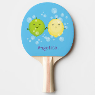 Raquette De Ping Pong Caricature de chaux de citron joyeux