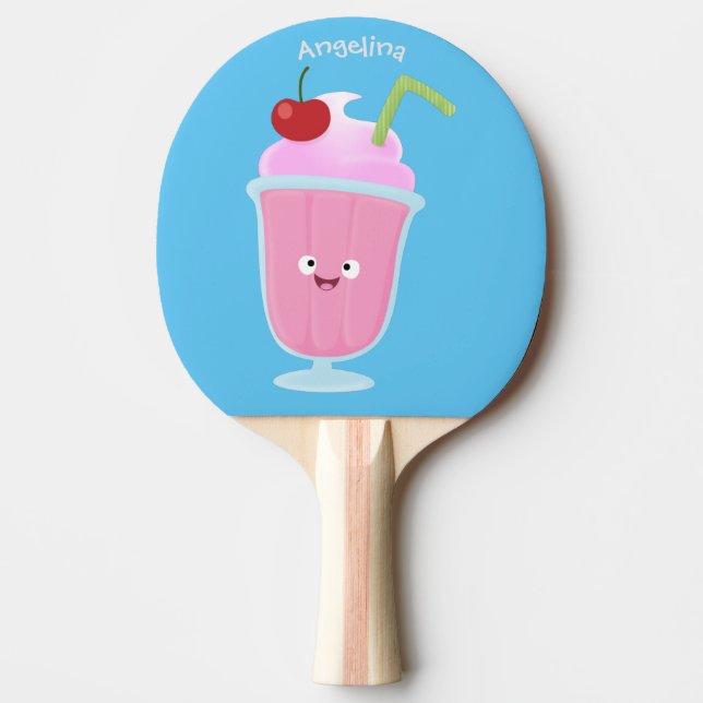 Raquette De Ping Pong Caricature de crème glacée de fraise mignonne (Devant)