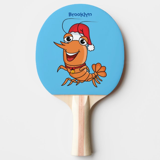 Raquette De Ping Pong Caricature de crevettes de Noël joyeux (Devant)