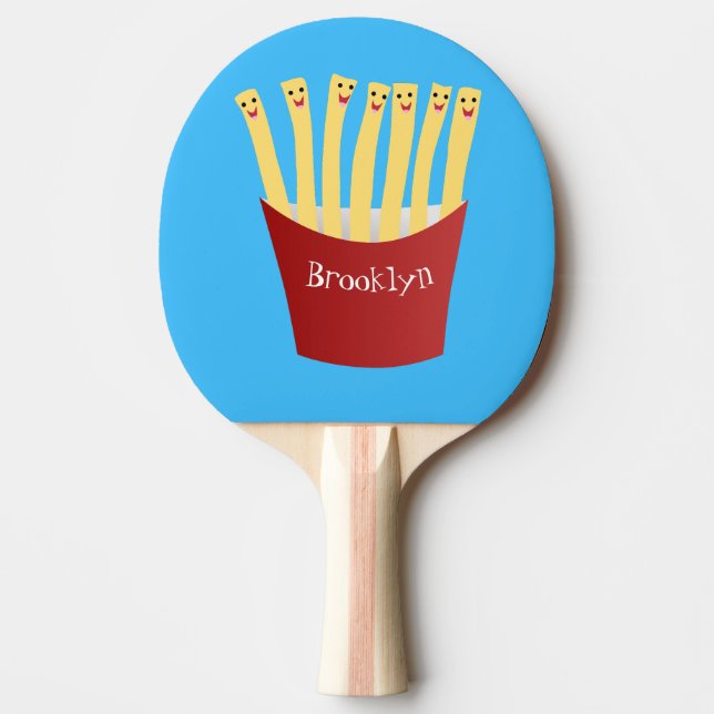 Raquette De Ping Pong Caricature de frites Cute kawaii fast food (Devant)