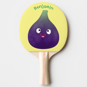 Raquette De Ping Pong Caricature de fruits mauve joyeux aux figues
