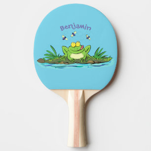 Raquette De Ping Pong Caricature de grenouille vert mignon