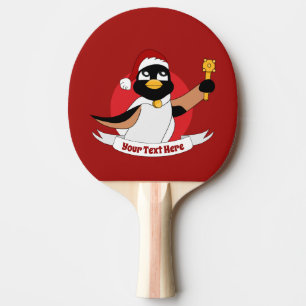 Raquette De Ping Pong Caricature de Noël du manchot royal Ping Pong Padd