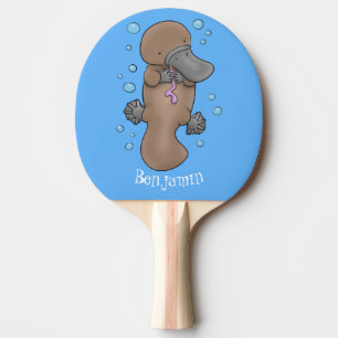 Raquette De Ping Pong Caricature de platypus bébé très heureuse