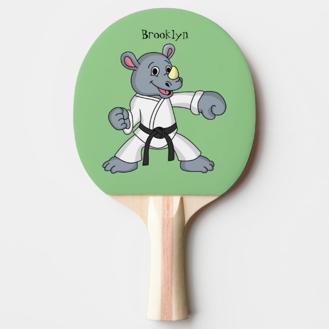 Raquette De Ping Pong Caricature de rhino kung fu (Devant)