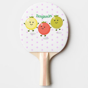 Raquette De Ping Pong Caricature de tomates cerises mûres