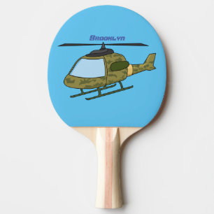 Raquette De Ping Pong Caricature d'hélicoptère camoflage de l'armée