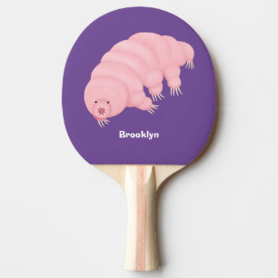 Raquette De Ping Pong Caricature d'ours d'eau tardigrade rose mignon